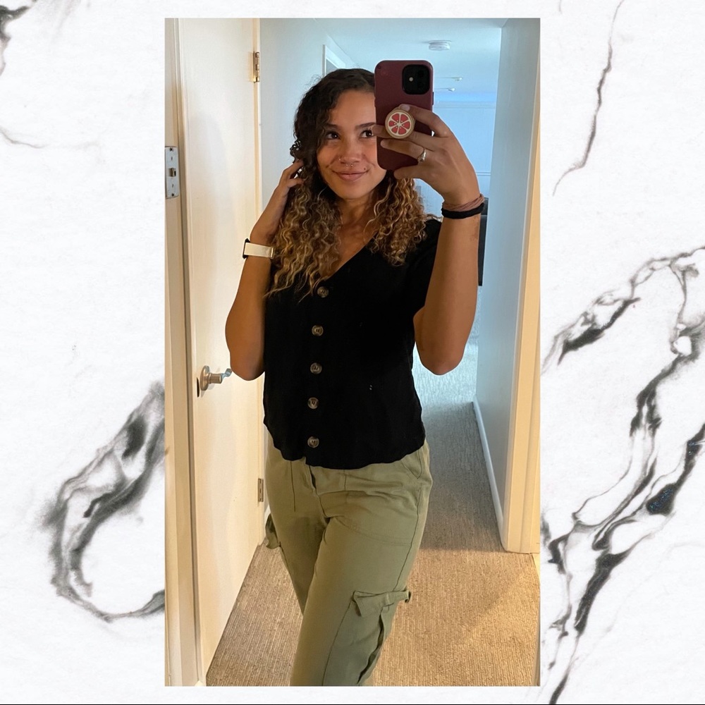 Black Button Down Blouse - Picture 5 of 6